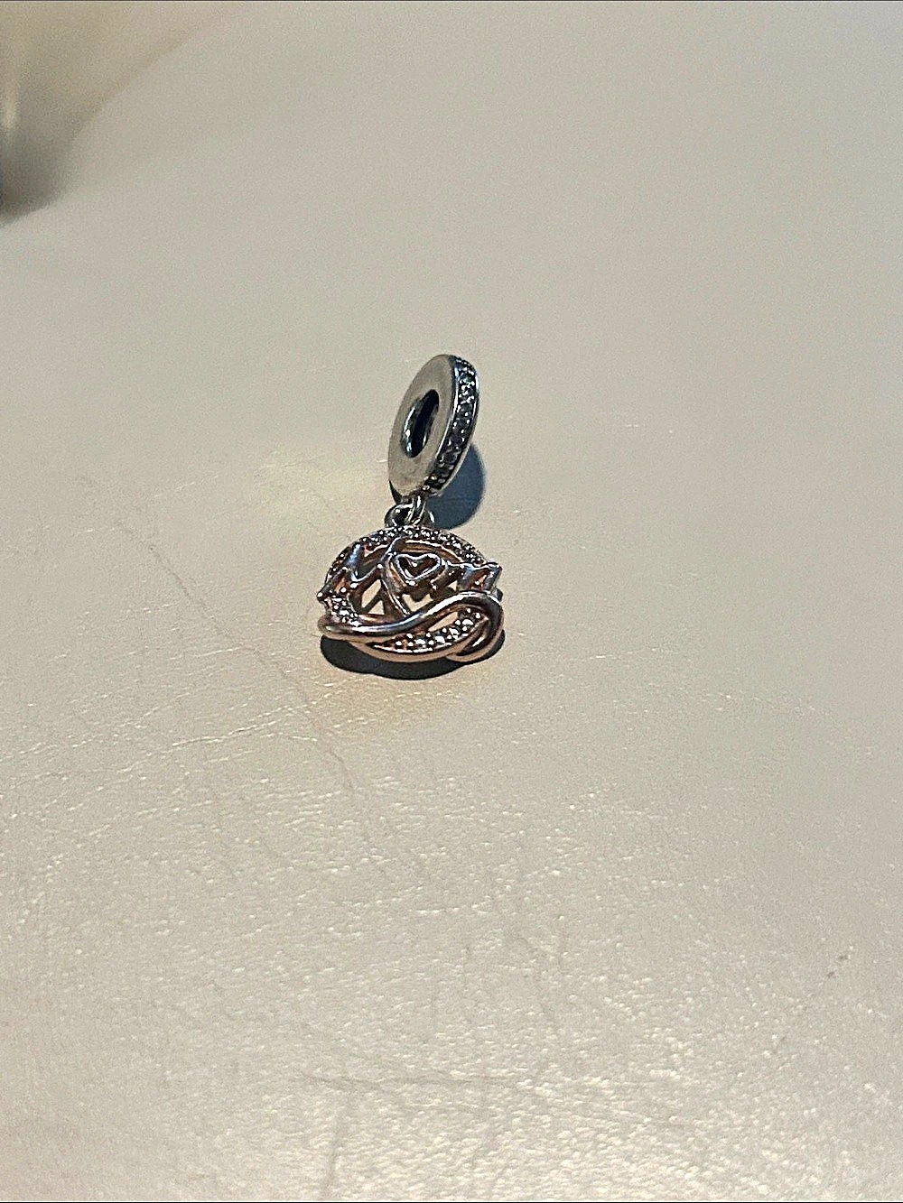 Pandora Two-tone Infinity Heart Double Dangle Charm Silver